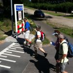 Deelnemers aan de Drentse wandel4daagse lopen door 't Haantje.